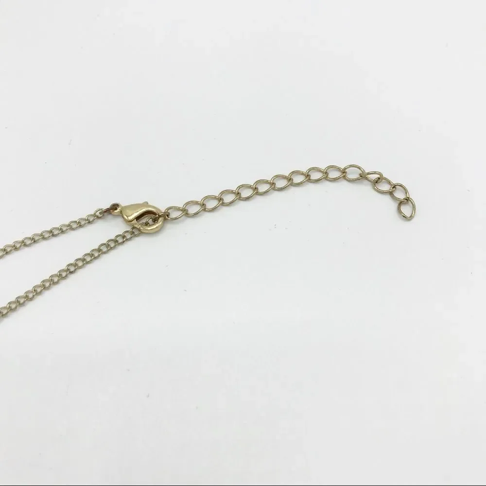 Blue Stone Gold Tone Chain Tassel Long Necklace Boho